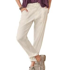 Sundance Linen Blend Pants sz 6 Petite Ivory Off White Summer Beachy Coastal